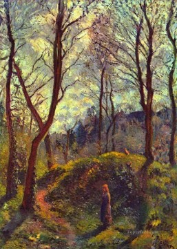 Camille Pissarro Painting - paisaje con grandes árboles Camille Pissarro